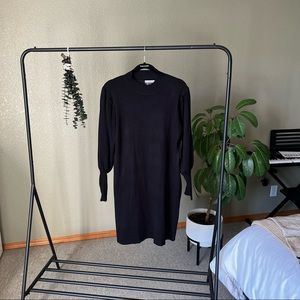 Allison Brittney Black Midi Long Sleeve Sweater Dress